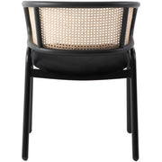 Ervilla Velvet Dining Armchair with Steel Legs and Wicker Back Black Brown Black Dining Chair Leisuremod