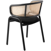 Ervilla Velvet Dining Armchair with Steel Legs and Wicker Back Black Brown Black Dining Chair Leisuremod
