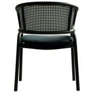 Ervilla Velvet Dining Armchair with Steel Legs and Wicker Back Black Black Black Dining Chair Leisuremod