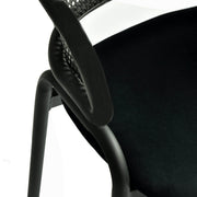 Ervilla Velvet Dining Armchair with Steel Legs and Wicker Back Black Black Black Dining Chair Leisuremod
