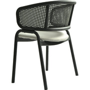 Ervilla Velvet Dining Armchair with Steel Legs and Wicker Back Black Black Grey Dining Chair Leisuremod