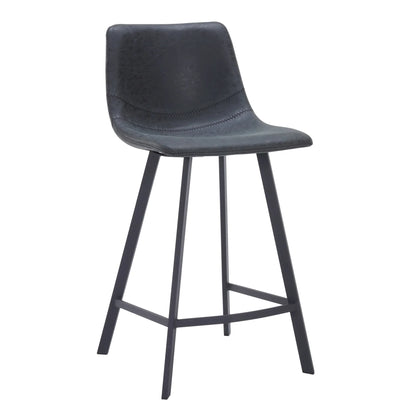 Elland 35” Counter Stool in Leather Padded Seat in Black Stainless Steel - Elax Furniture