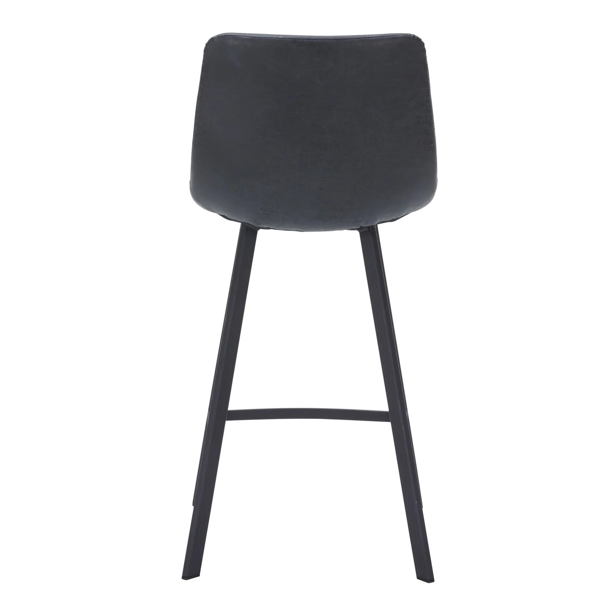 Elland 35” Counter Stool in Leather Padded Seat in Black Stainless Steel - Elax Furniture
