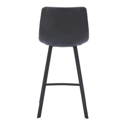 Elland 35” Counter Stool in Leather Padded Seat in Black Stainless Steel - Elax Furniture