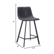 Elland 35” Counter Stool in Leather Padded Seat in Black Stainless Steel - Elax Furniture