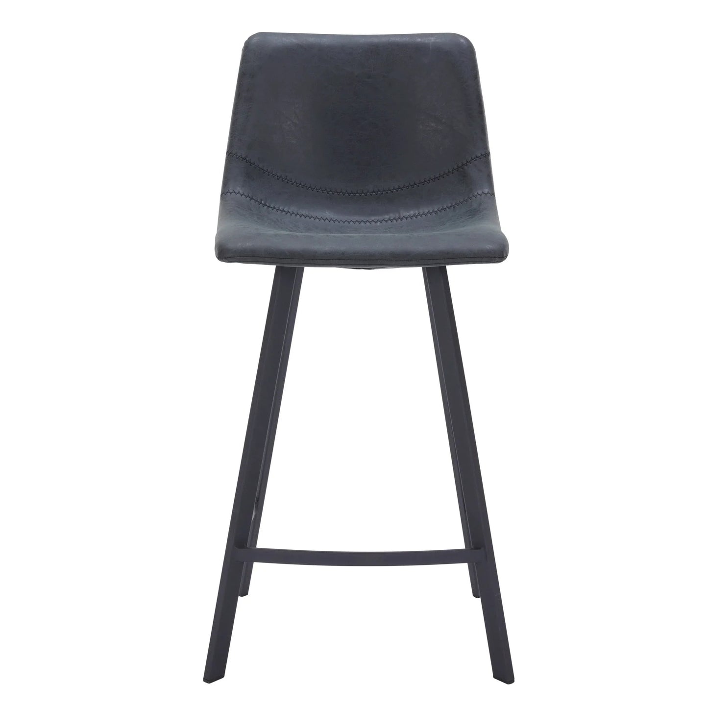 Elland 35” Counter Stool in Leather Padded Seat in Black Stainless Steel - Elax Furniture