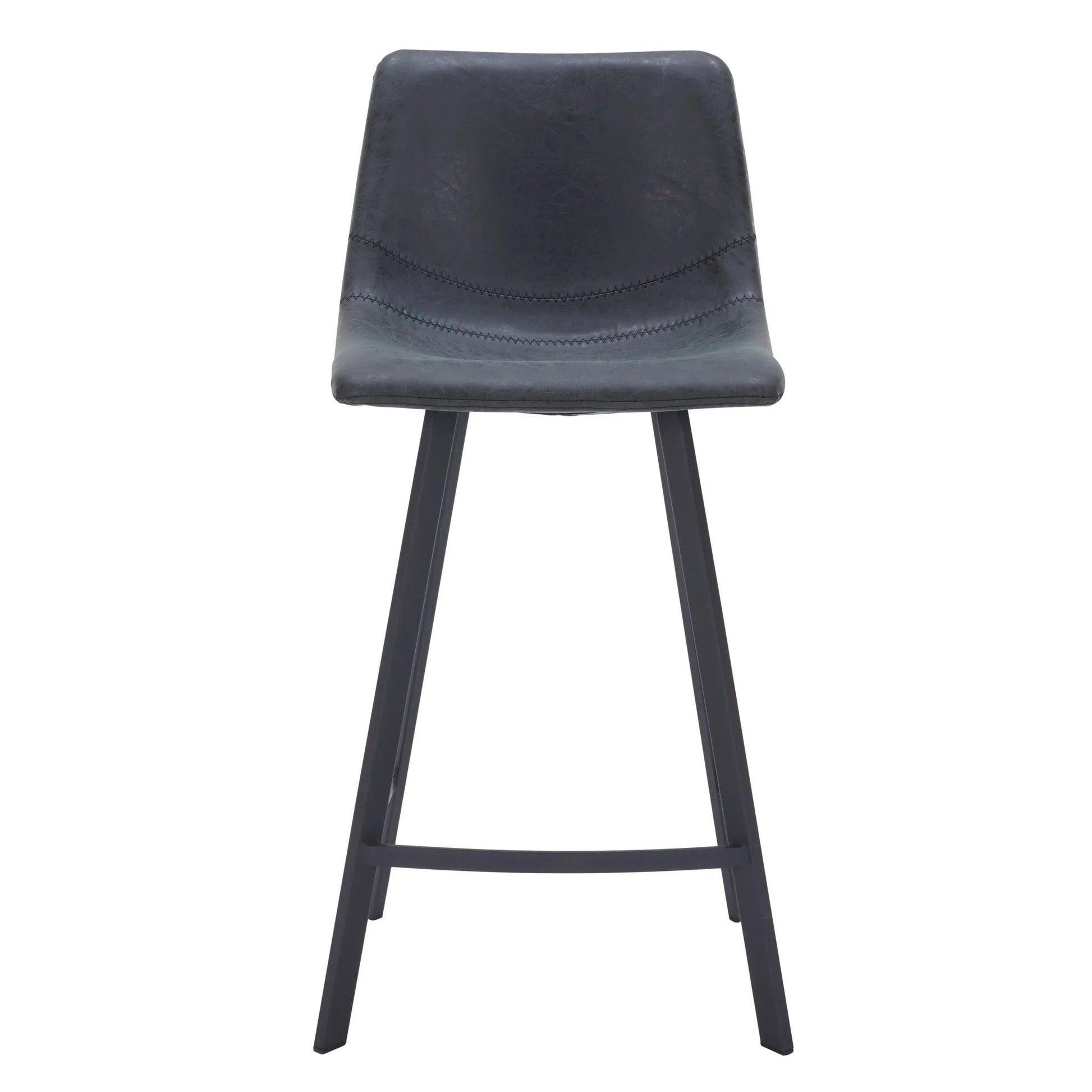 Elland 35” Counter Stool in Leather Padded Seat in Black Stainless Steel - Elax Furniture