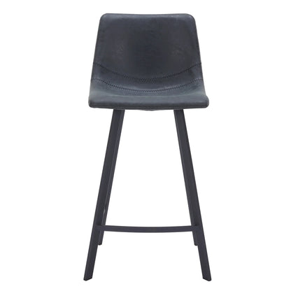Elland 35” Counter Stool in Leather Padded Seat in Black Stainless Steel - Elax Furniture