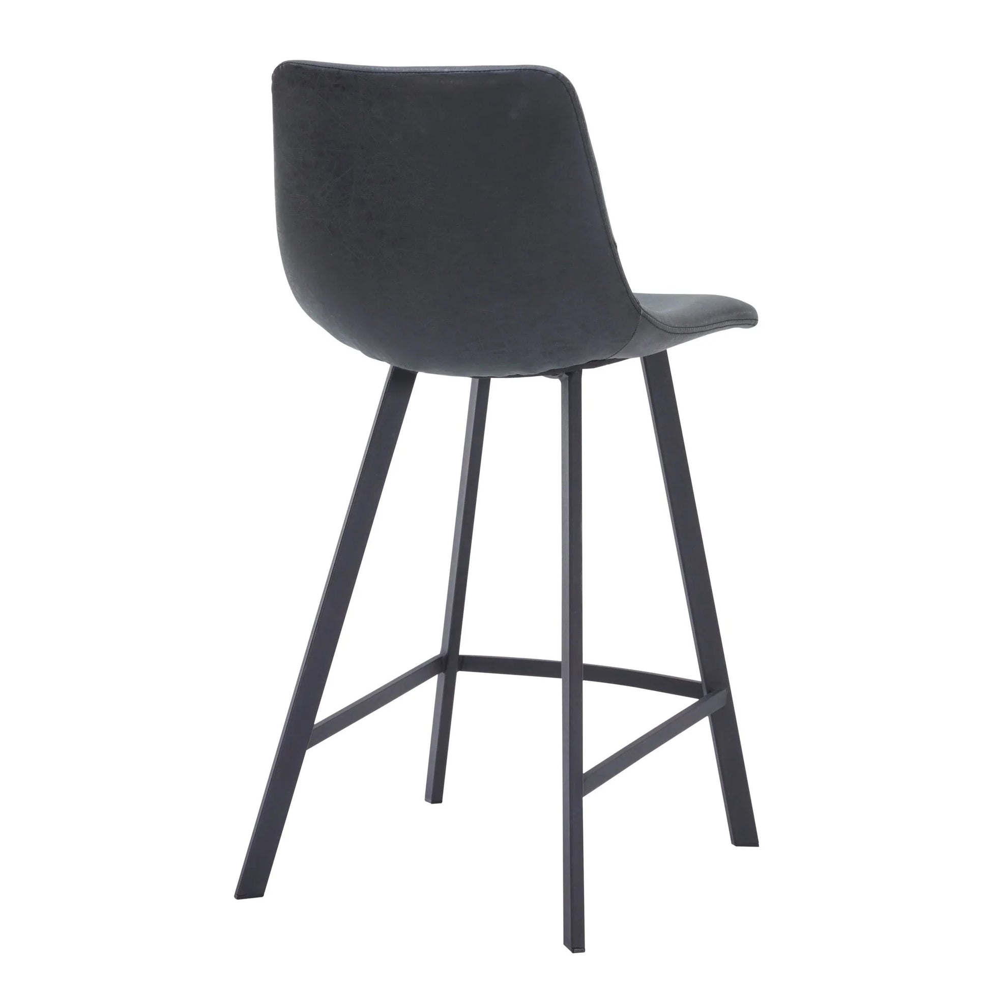 Elland 35” Counter Stool in Leather Padded Seat in Black Stainless Steel - Elax Furniture
