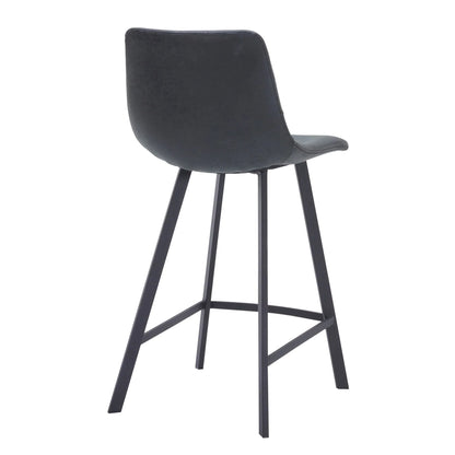 Elland 35” Counter Stool in Leather Padded Seat in Black Stainless Steel - Elax Furniture