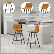 Elland 35” Counter Stool in Leather Padded Seat in Black Stainless Steel - Elax Furniture