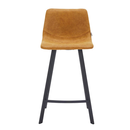 Elland 35” Counter Stool in Leather Padded Seat in Black Stainless Steel - Elax Furniture