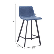Elland 35” Counter Stool in Leather Padded Seat in Black Stainless Steel - Elax Furniture