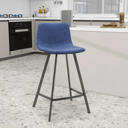 Elland 35” Counter Stool in Leather Padded Seat in Black Stainless Steel - Elax Furniture