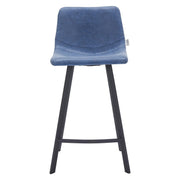 Elland 35” Counter Stool in Leather Padded Seat in Black Stainless Steel - Elax Furniture