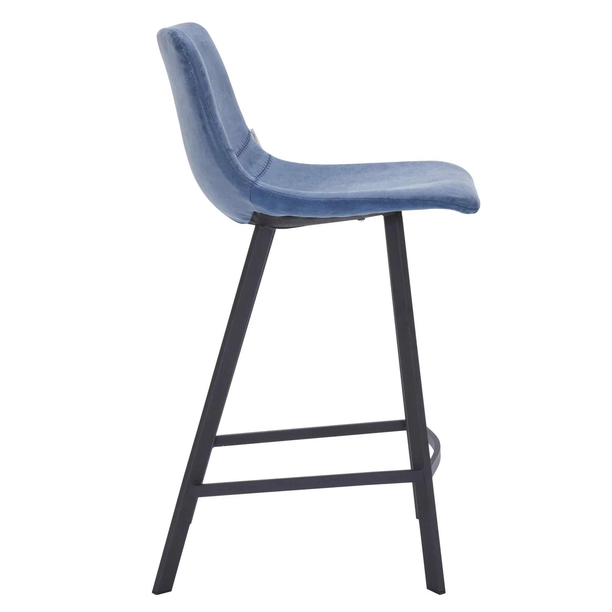 Elland 35” Counter Stool in Leather Padded Seat in Black Stainless Steel - Elax Furniture