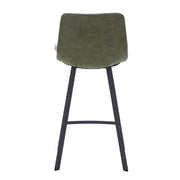 Elland 35” Counter Stool in Leather Padded Seat in Black Stainless Steel - Elax Furniture