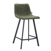 Elland 35” Counter Stool in Leather Padded Seat in Black Stainless Steel - Elax Furniture