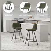 Elland 35” Counter Stool in Leather Padded Seat in Black Stainless Steel - Elax Furniture