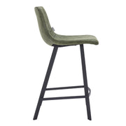 Elland 35” Counter Stool in Leather Padded Seat in Black Stainless Steel - Elax Furniture