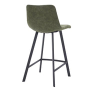 Elland 35” Counter Stool in Leather Padded Seat in Black Stainless Steel - Elax Furniture