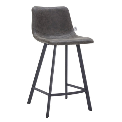 Elland 35” Counter Stool in Leather Padded Seat in Black Stainless Steel - Elax Furniture