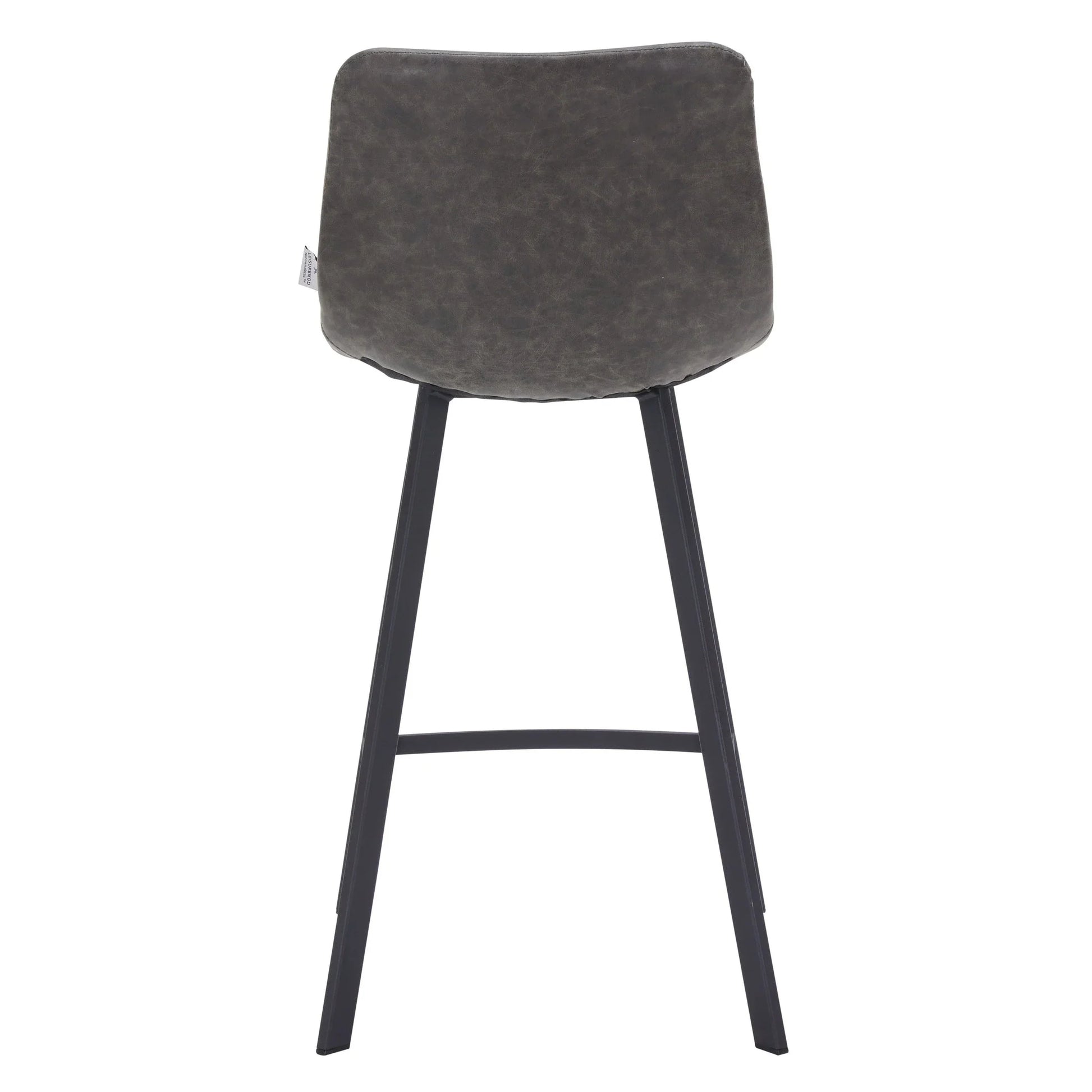 Elland 35” Counter Stool in Leather Padded Seat in Black Stainless Steel - Elax Furniture