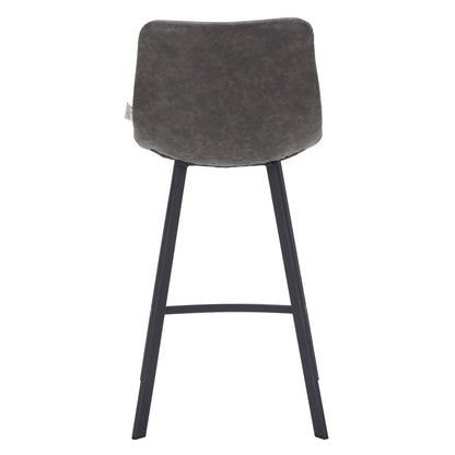 Elland 35” Counter Stool in Leather Padded Seat in Black Stainless Steel - Elax Furniture