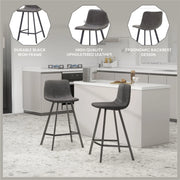 Elland 35” Counter Stool in Leather Padded Seat in Black Stainless Steel - Elax Furniture