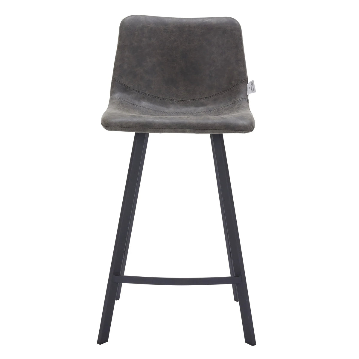 Elland 35” Counter Stool in Leather Padded Seat in Black Stainless Steel - Elax Furniture