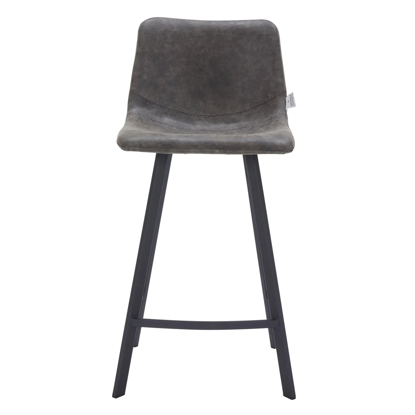 Elland 35” Counter Stool in Leather Padded Seat in Black Stainless Steel - Elax Furniture