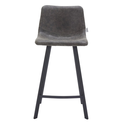Elland 35” Counter Stool in Leather Padded Seat in Black Stainless Steel - Elax Furniture