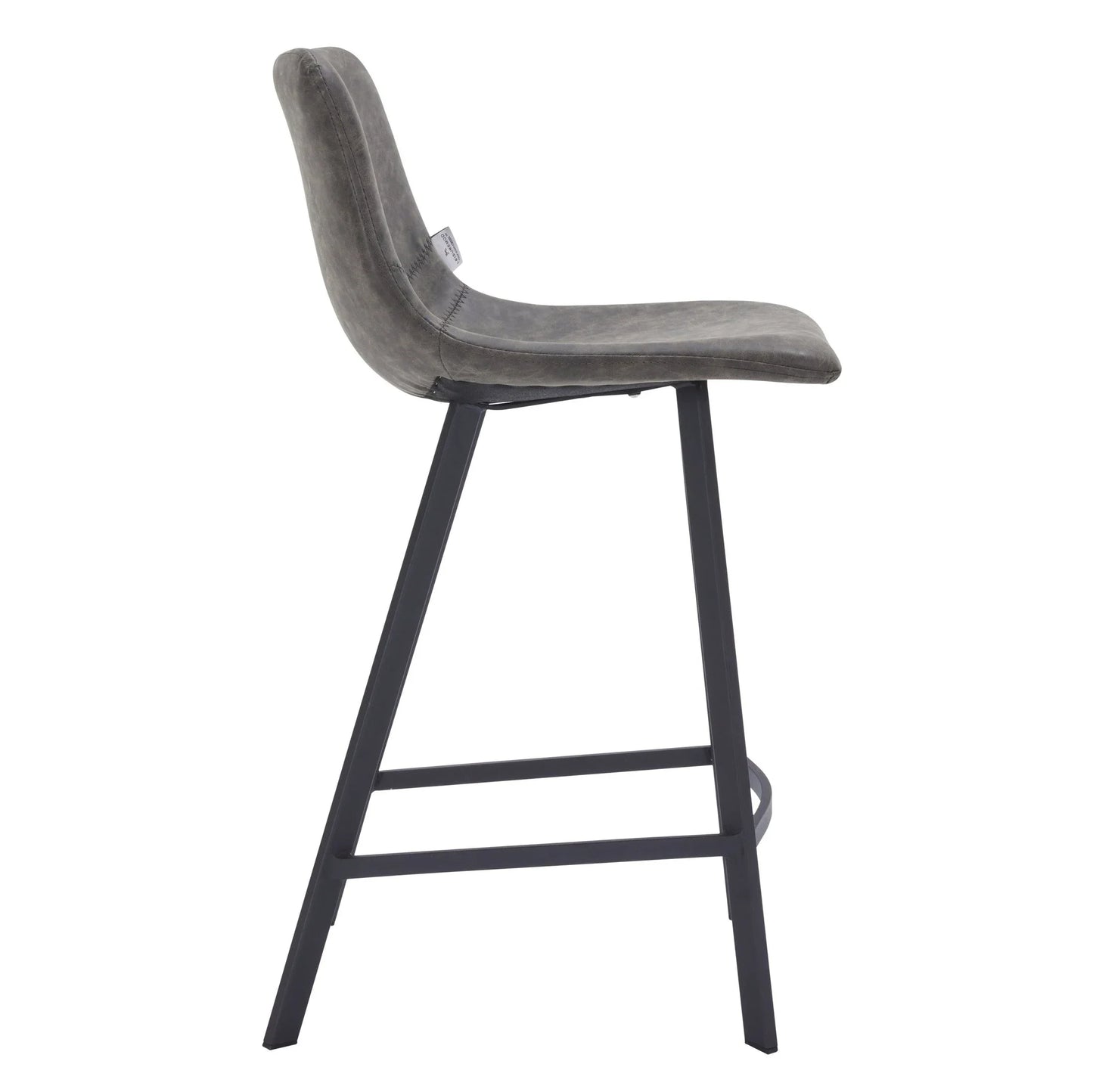 Elland 35” Counter Stool in Leather Padded Seat in Black Stainless Steel - Elax Furniture