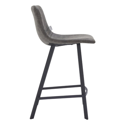 Elland 35” Counter Stool in Leather Padded Seat in Black Stainless Steel - Elax Furniture