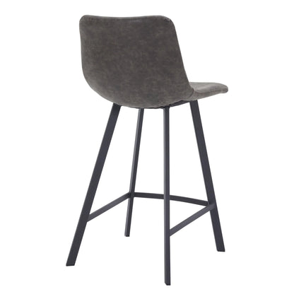 Elland 35” Counter Stool in Leather Padded Seat in Black Stainless Steel - Elax Furniture