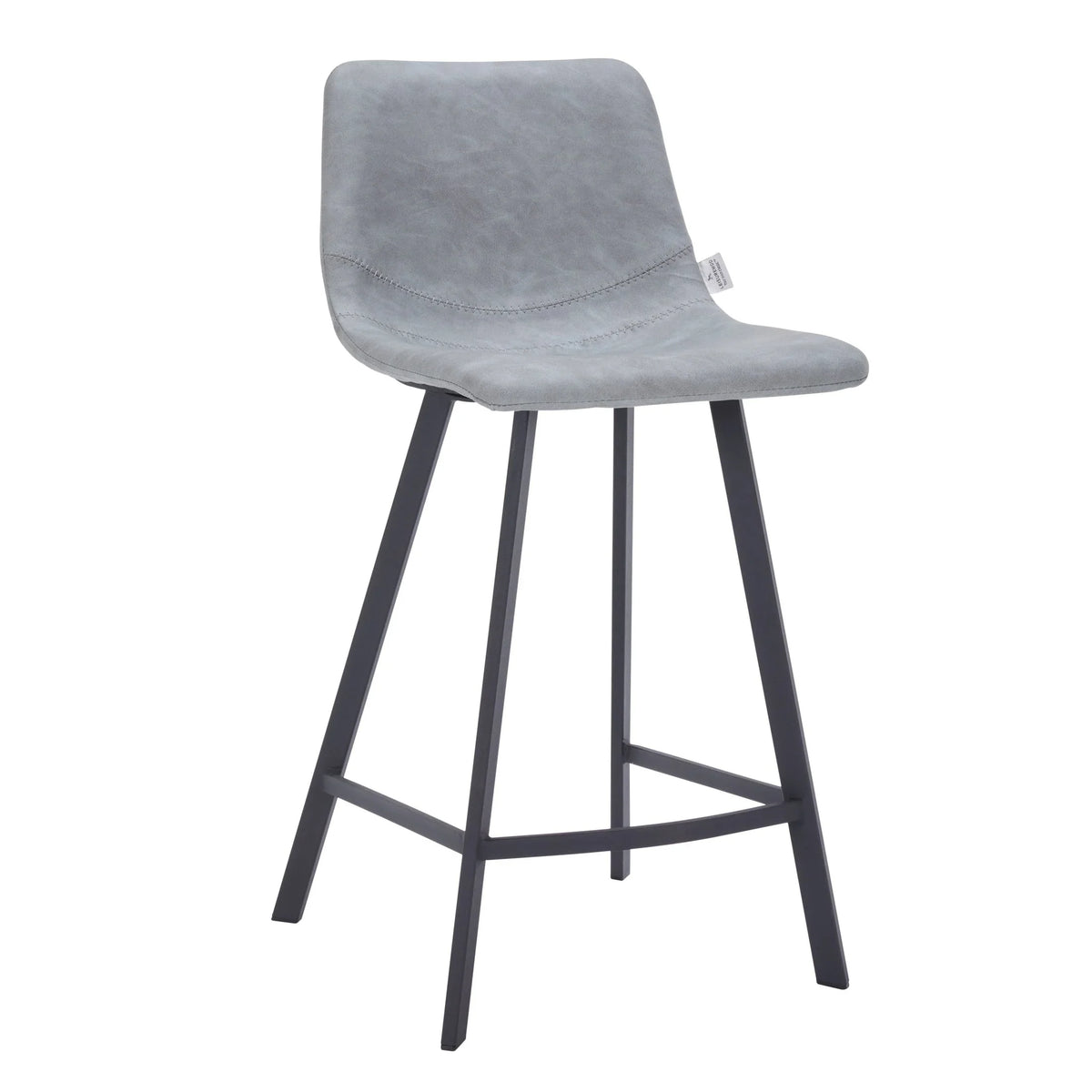 Elland 35” Counter Stool in Leather Padded Seat in Black Stainless Steel - Elax Furniture