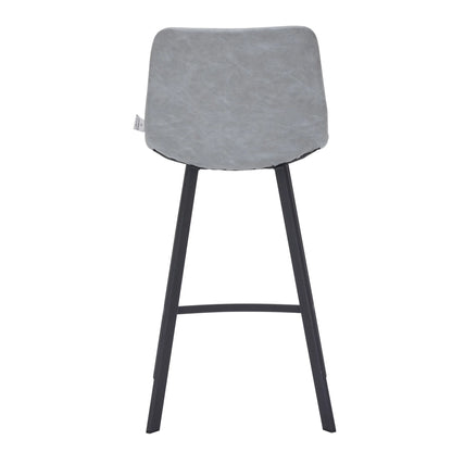Elland 35” Counter Stool in Leather Padded Seat in Black Stainless Steel - Elax Furniture