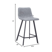Elland 35” Counter Stool in Leather Padded Seat in Black Stainless Steel - Elax Furniture