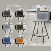 Elland 35” Counter Stool in Leather Padded Seat in Black Stainless Steel - Elax Furniture