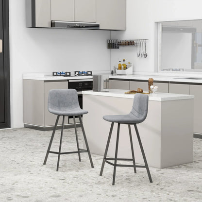 Elland 35” Counter Stool in Leather Padded Seat in Black Stainless Steel - Elax Furniture