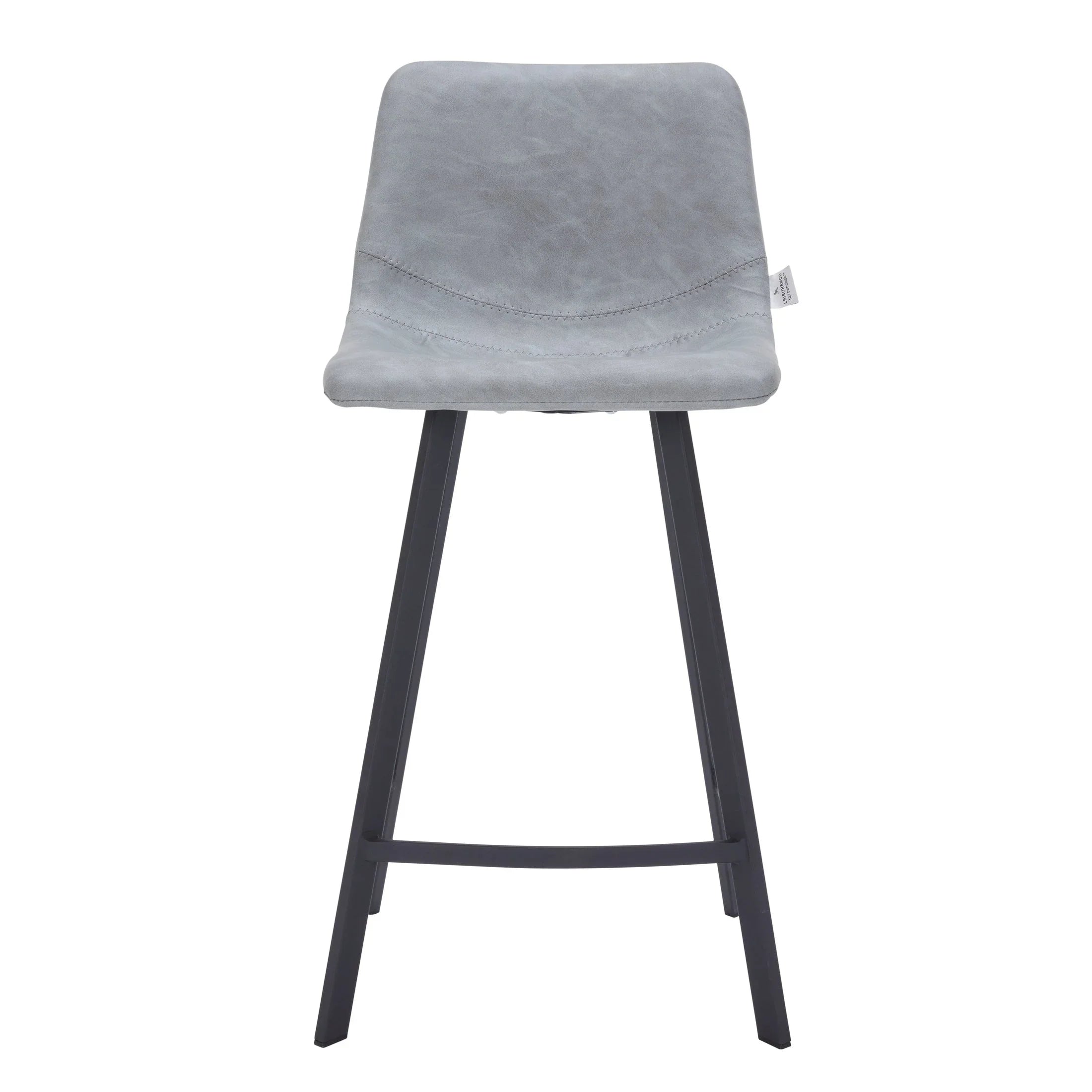 Elland 35” Counter Stool in Leather Padded Seat in Black Stainless Steel - Elax Furniture