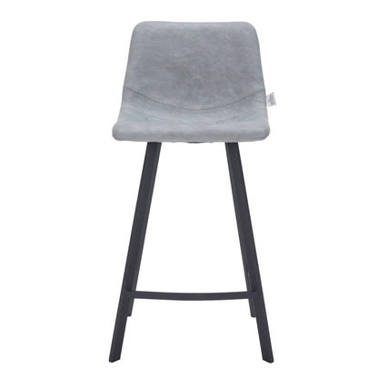 Elland 35” Counter Stool in Leather Padded Seat in Black Stainless Steel - Elax Furniture