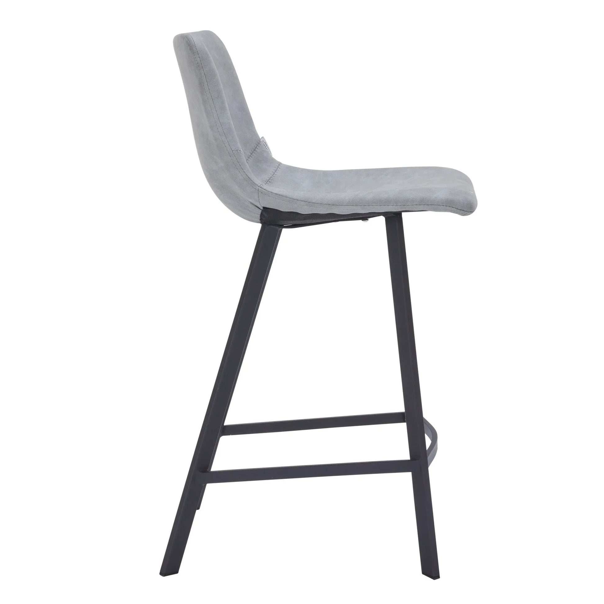 Elland 35” Counter Stool in Leather Padded Seat in Black Stainless Steel - Elax Furniture