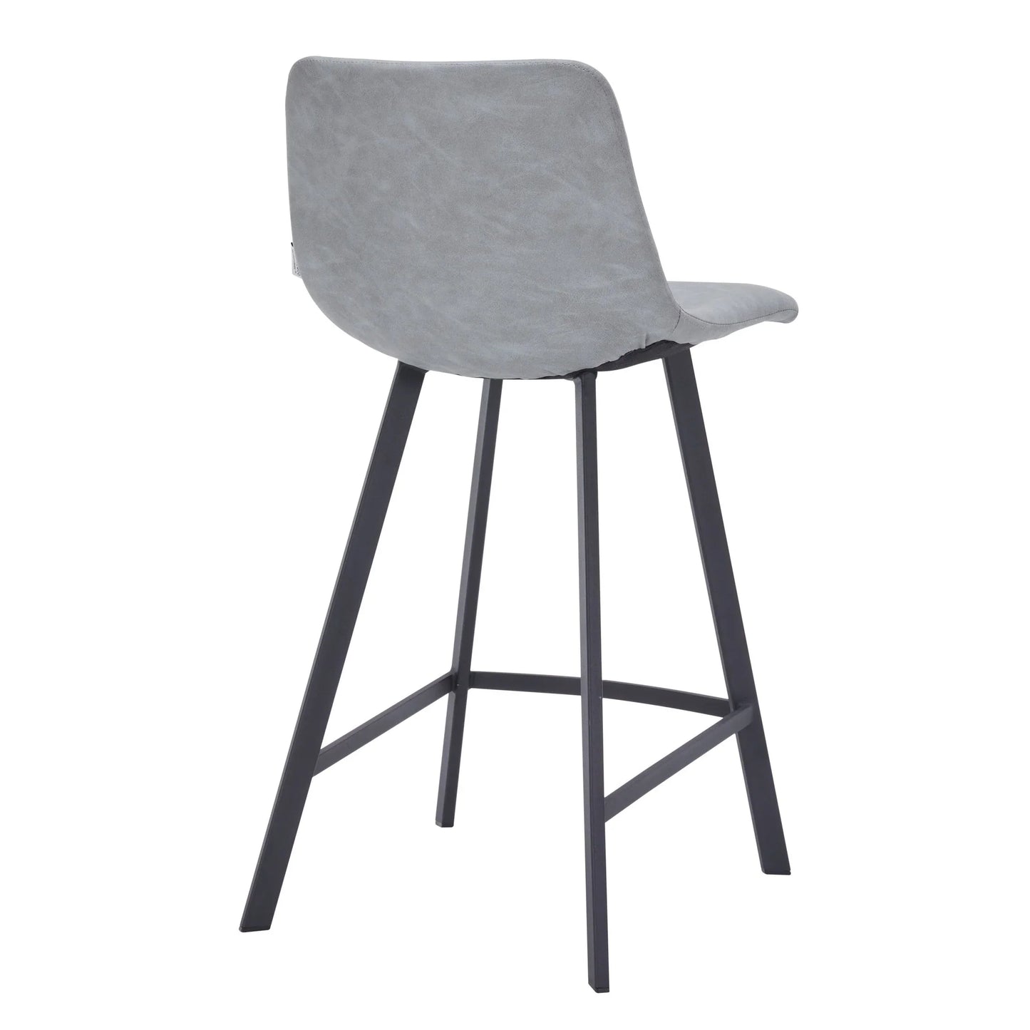 Elland 35” Counter Stool in Leather Padded Seat in Black Stainless Steel - Elax Furniture