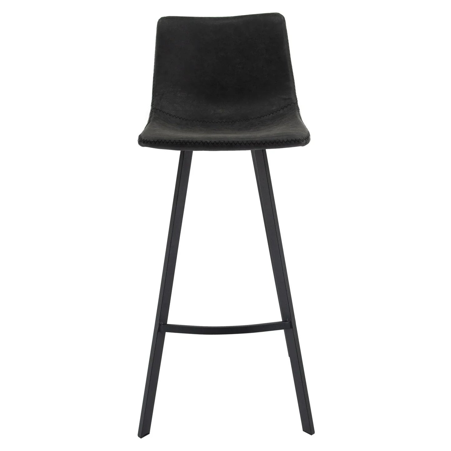 Elland Modern Upholstered Leather Bar Stool With Iron Legs & Footrest Set of 2 - Elax Furniture