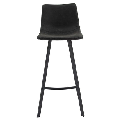 Elland Modern Upholstered Leather Bar Stool With Iron Legs & Footrest Set of 2 - Elax Furniture