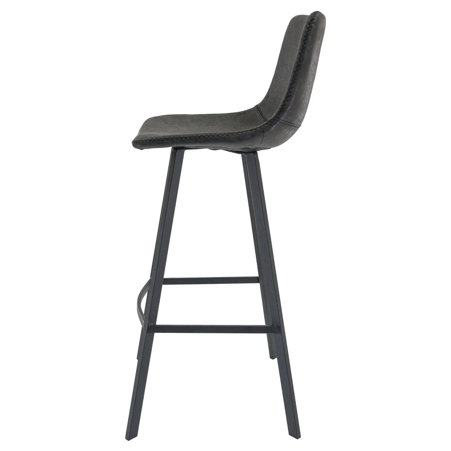 Elland Modern Upholstered Leather Bar Stool With Iron Legs & Footrest Set of 2 - Elax Furniture