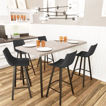 Elland Modern Upholstered Leather Bar Stool With Iron Legs & Footrest - Elax Furniture