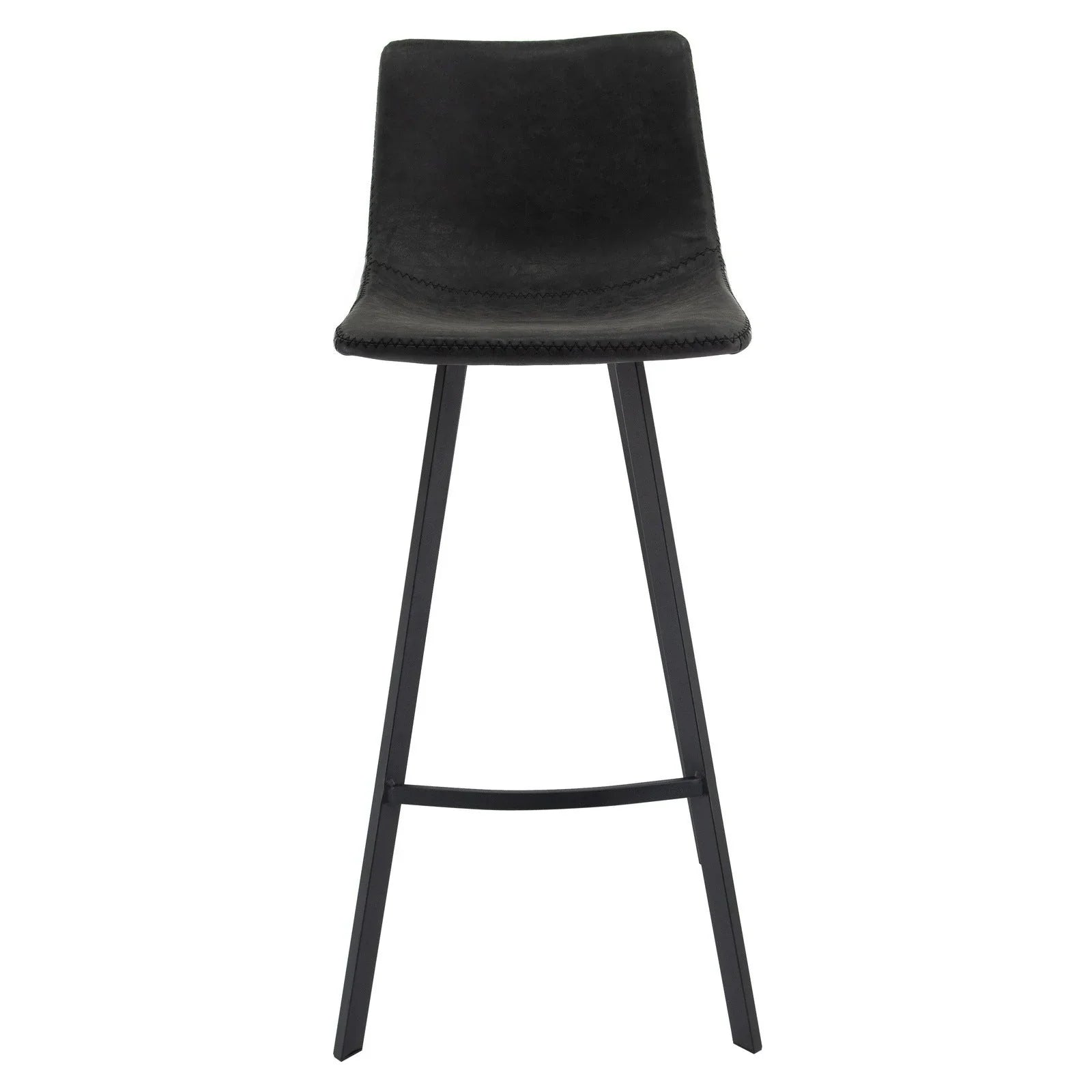Elland Modern Upholstered Leather Bar Stool With Iron Legs & Footrest - Elax Furniture