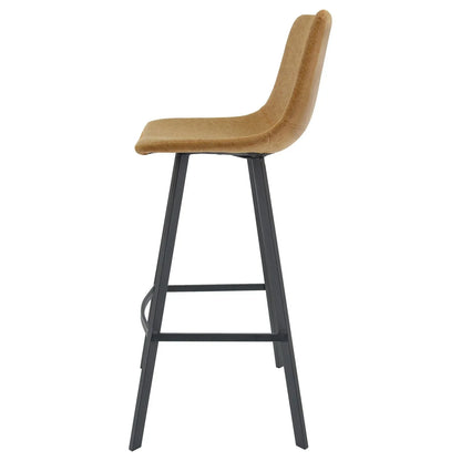 Elland Modern Upholstered Leather Bar Stool With Iron Legs & Footrest Set of 2 - Elax Furniture
